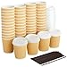 Juvale Disposable Coffee Cups with Lids & Straws - 8-Ounce, Brown Ripple, 50 Count - Insulated Disposable Paper Cups for Hot Coffee & On-the-Go Use - Compostable, No-Wax Lid Design 1