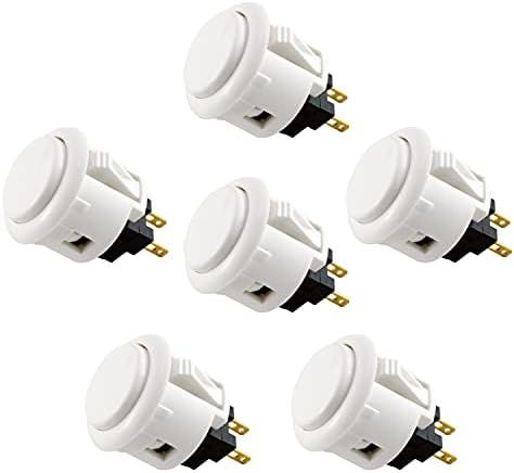 Sanwa OBSF-24 Boutons Poussoirs Originaux 24mm Lot de 6 Blanc pour Arcade Jamma Joystick