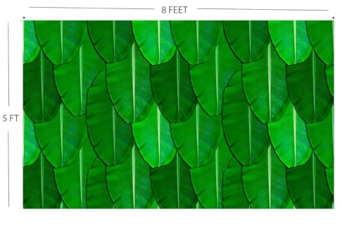 Image of Banana Leaves Back Drop Curtain for Decoration Banana Leaf Backdrop Cloth for Wedding Haldi House Hold Ceremany Functions (8X5), Green