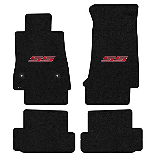 Lloyd Mats Heavy Duty Carpeted Floor Mats for Chevy Camaro Mats 2016-ON (Charcoal, Fronts + Rears - SS Red Emblem)