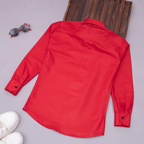 Image of Vikita Enterprise Kid Boy's Cotton Solid Shirt with Spread Collar Neck Full Sleeves Button Closure Curved Length and One Pocket | Shirt For Kids Boys