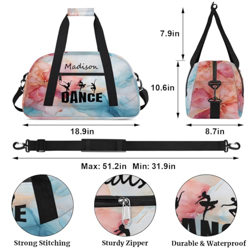 Personalized Kids Duffel Bag Ballet Dancer Dance,Custom Sport Gym Bag for Boys Girls,Weekender Overnight Bags Travel Duffel Bag,Customized Kids Gift Abstract Marbling2