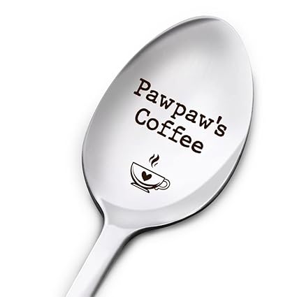 Pawpaw's Coffee Spoon Gifts, Fathers Day Birthday Thanksgiving Christmas Gifts for Best Grandpa Ever, Grandpa Gifts from Granddaughter Grandson Grandchildren, Engraved Stainless Steel Spoon