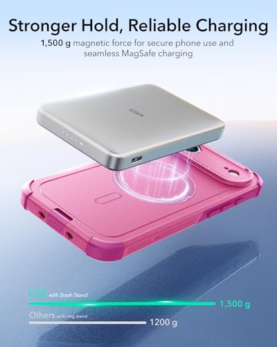 Image of ESR for iPhone Air Case, 23ft Military-Grade Drop Protection, Shock-Absorbing Rugged iPhone 17 Air Cover, MagSafe Accessories Compatible, Cyber Series, Rosy Pink