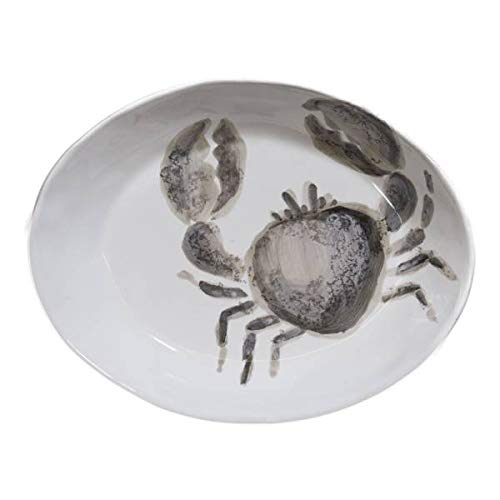 Virginia Casa Pastateller Marina GRANCHIO Krabbe oval 20x26cm weiß grau Keramik Cover