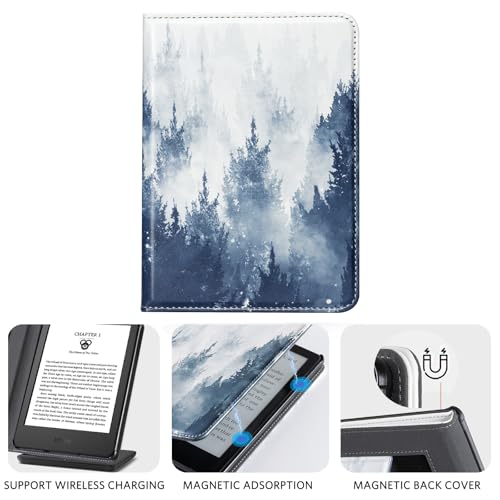 Image of CoBak Case for 6 inch E-Reader - PU Leather Smart Cover with Auto Sleep /Wake & Hand Strap, not Compatible with Kobo Clara,Forest