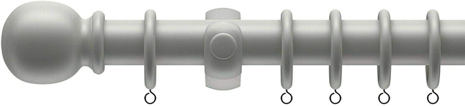 28mm Victory Traditional Wooden Curtain Pole Set (Grey, 120/47)
