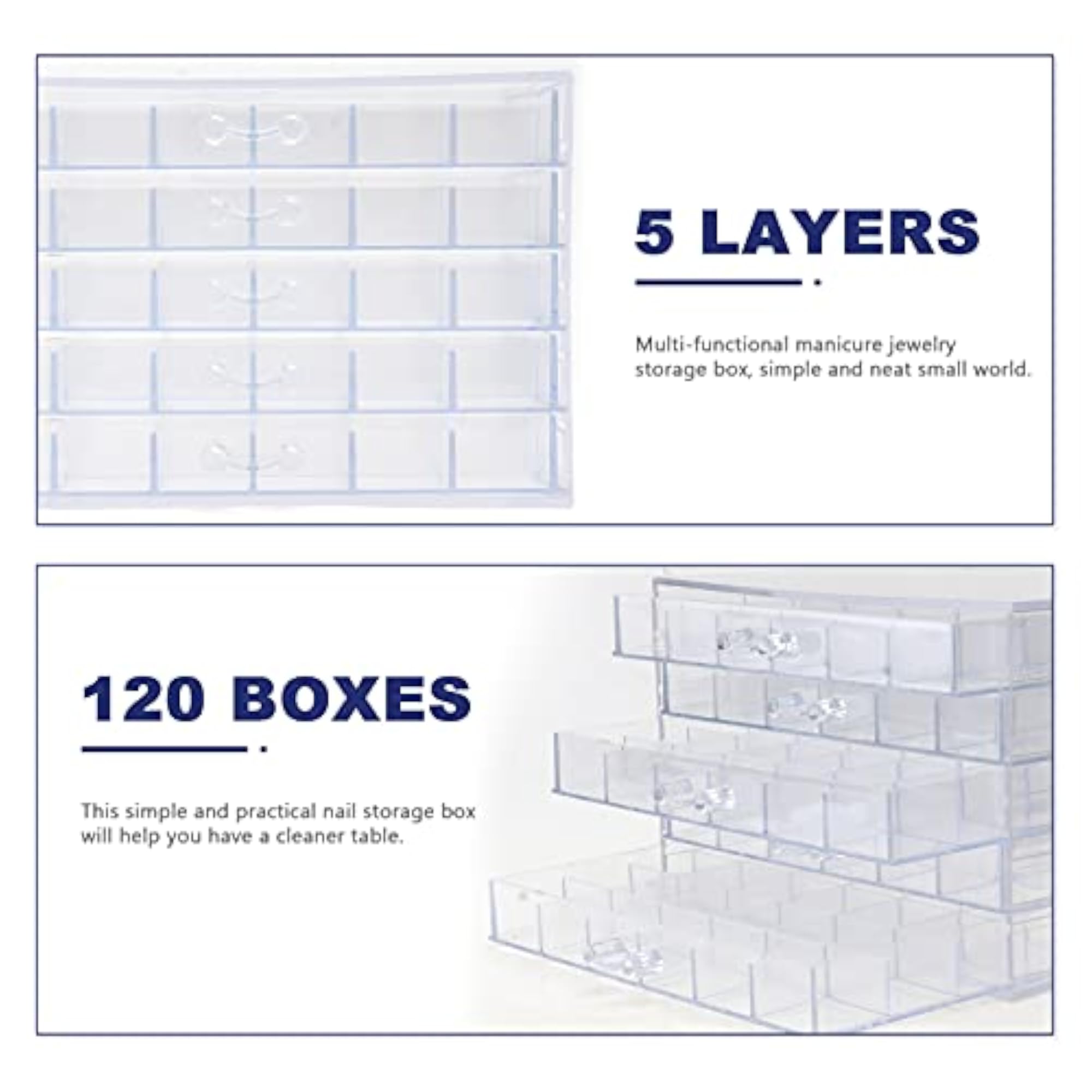 Compartment Divider Case, 5 Layers Organizer Box with 120 Compartments