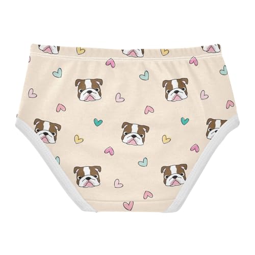 Wusikd Bulldog Heart Girls' Underwear Cotton Beige Girls Briefs Soft Toddler Underwear 2T2