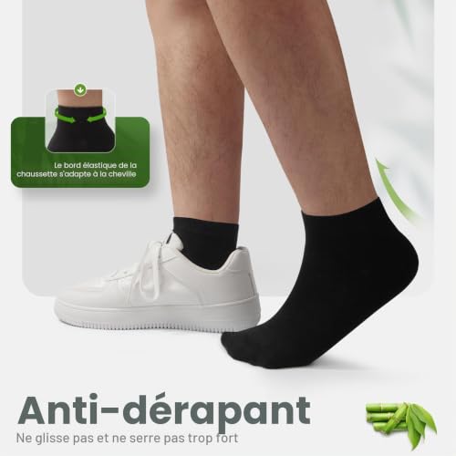FALARY Chaussettes Bambou Homme 43-46 10 Paires Noires Socquettes Basses – vue 4
