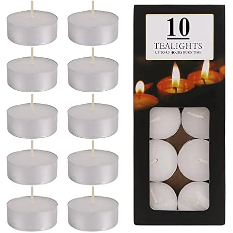 Paquete de 10 velas de té sin perfume de 4.5 horas sin humo Cover