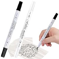 Canollo Textilstifte Waschmaschinenfest mit Doppelspitze, 2 Stück Textilfarbe Schwarz, Weiß, Textilmarker Waschmaschinenfest, Stoffmalstifte Set für Textilien Schuhe Die Hemden Hüten (Schwarz+Weiß)