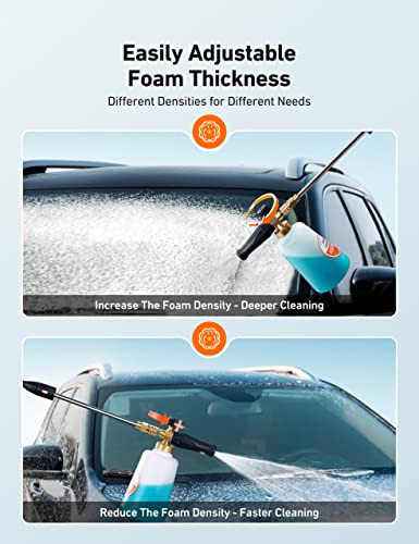 Image of AstroAI Foam Cannon, Heavy Duty Car Foam Sprayer, Wide Metal Neck, Adjustable Thick Snow Foam Lance for Pressure Washer with 1 /4 inch Quick Connector, Ideal for Various Cleaning Tasks, 1.5L Bottle