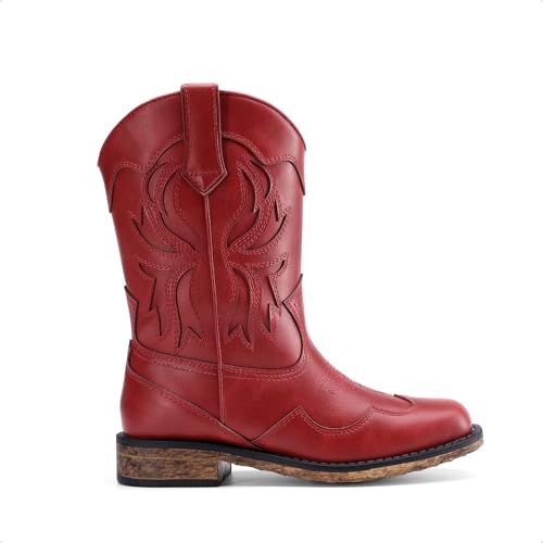 DREAM PAIRS Toddler Cowboy Boots Cowgirl Boots for Girls Square Toe Mid Calf Boys Western Fashion Riding Shoes for Toddler/Little Kid/Big Kid4