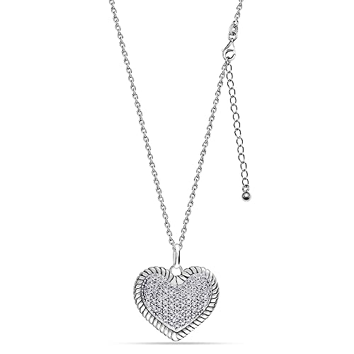 Image of LeCalla 925 Sterling Silver Heart Necklace for Women | 14K Gold & Rose-Gold Plated Love Heart Pendant Necklaces | Romantic, Inspirational Pendant Jewelry Gifts for Wife, Mom, Girlfriend