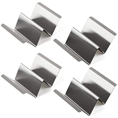 Taco Holder Set of 4 Packs Stainless Steel Taco Holders Stand Taco Tray Shell Holders - Each Rack Holds Up to 2 Tacos - Oven, Grill & Dishwasher Safe