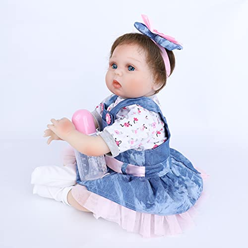 Scnbom 22inch 55cm Reborn Babys Madchen silikon lebensechte Puppen wie echtes Toddler Augen offen Junge babypuppen… – Bild 6