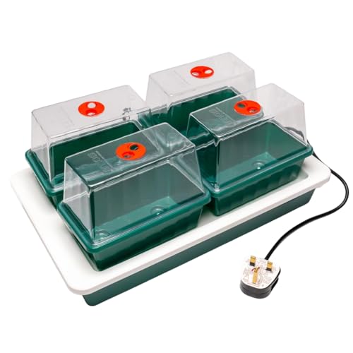 AMOS Eezy Grow 4 Propagator – Electric Heated Seed Starter for Faster Germination & Rooting Indoor Plant Growing Kit with Vented Lids Ideal for Seeds, Herbs & Cuttings