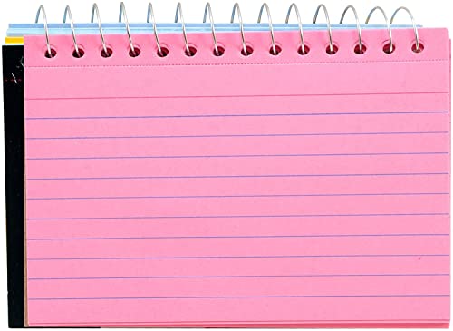 3-Pack Spiral Bound Colored Index Card Books, 3X5-Inch, Ruled, Perforated, Bright Colors: Canary-Cherry-Green-Blue, 50-Count Per Book From Northland Wholesale. (3 Packs) #TOP3