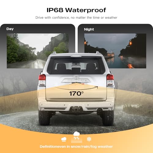 Image of Backup Camera Rear View Camera for Pickup Car Truck RV SUV | AHD 720P Night Vision Reverse Camera with 6 LED Lights, License Plate Backup Cam, Wide View Angle, IP68 Waterproof