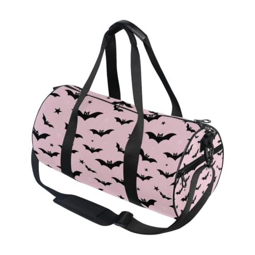 Bolsa de deporte redonda para viajes y fitness con diseño gótico de murciélago