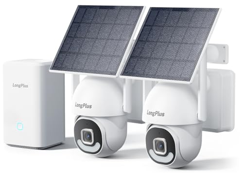 Image of LongPlus 3K Security Cameras Outdoor Wireless System, 2 Cam-Kit, No Subscription, Solar-Powered, No Blind Spot Home Home Surveillance System