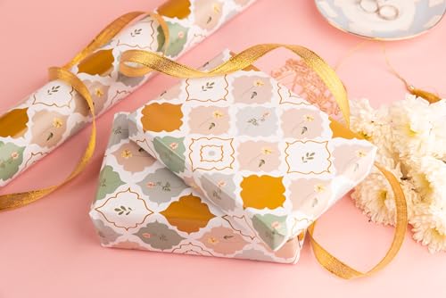 Image of Be Stories The Moroccan Affair Colorful Design Wrapping /Laminated Art Paper Sheet 100 Gsm For Gift Packing For All Occasions Like Birthday, Diwali, Chirtsmas, 28 Inches X 20 Inches Of 10-Sheets,Multi