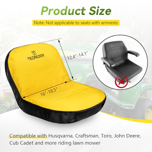 Image of Lawn Mower Seat Cover, Weatherproof Heavy Duty Tractor Seat Cover Compatible with John Deere LP92324 Cub Cadet Riding Lawn Mower, Medium