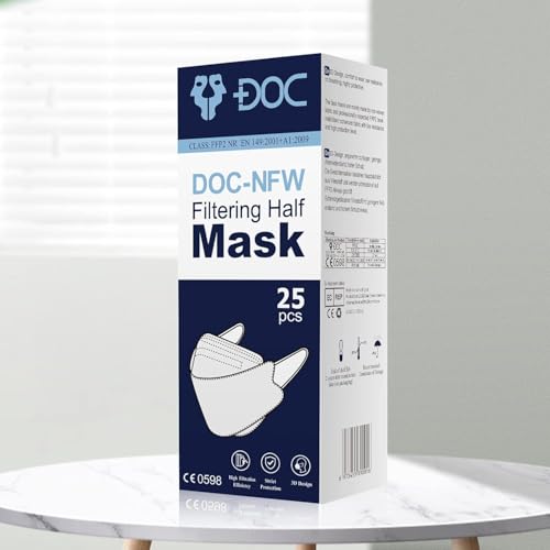 DOC 25 Gesichtsmasken FFP2 zertifiziert EU, kein Ventil für 5...