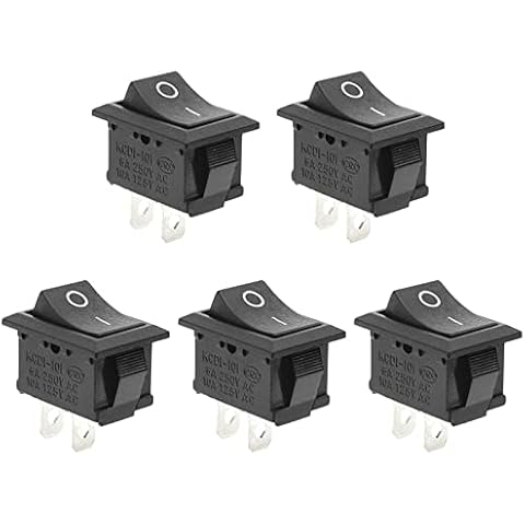 QTEATAK 5Pcs On/Off Boat Rocker Switch 5Pcs 2 Pin 2 Position Snap 12V 110V 250V Cover