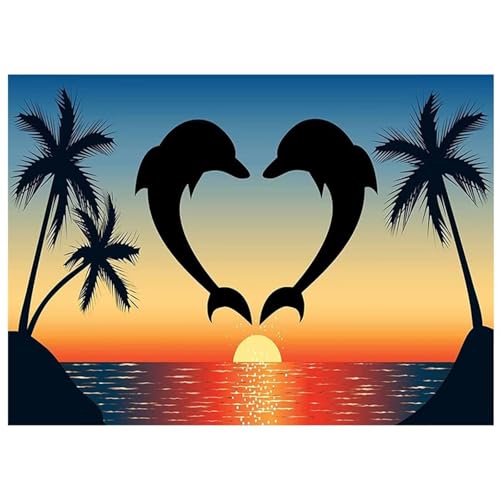 Broderie point de croix diamant painting complet dauphin, le cadeau créatif idéal 40x50