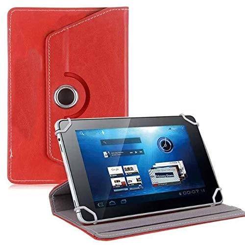 360度回転レザーカバーケーススタンドウォレットフリップフォリオAmazon Fire HD 10 10.1インチ/Fire HD 10 & Plus/Fire Max 11タブレット用(レッド)