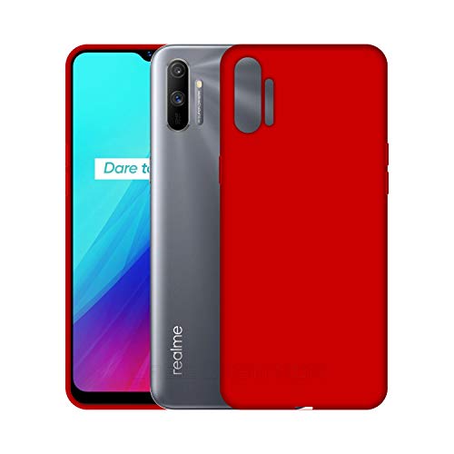 Image of Case Creation Luxurious OG Series for Realme C3 Case Cover,Anti-Dirty Slim Case Frosted Matte Cute Candy TPU Raised Bezel (Splash of Color) Back Cover for Realme C3 - Glamour Red