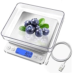 Peso De Cocina Barato Básculas de cocina digitales, carga USB, 3 kg/0,1 g, eléctricas, impermeable, recargable por USB,acero inoxidable
