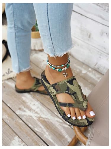 Women's Camo Non Slip Flat Sandals Summer Outdoors Open Toe Slides Flip Flops4