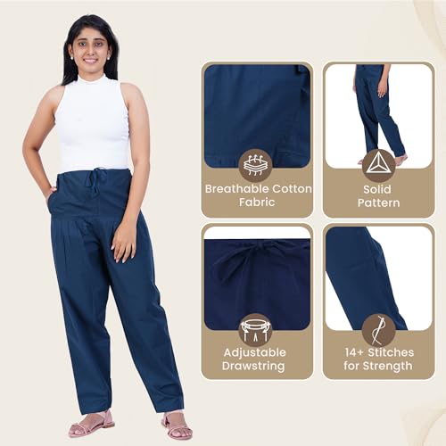 Image of Happy Bunny Salwar Pant for Women, Fine Cotton Ethnic Trousers with Drawstring Waist, Comfortable Daily, Office & Casual Wear Bottoms