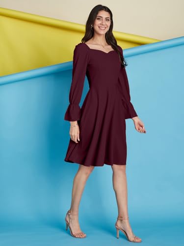 Image of Selvia Western Lycra Plain One Piece Fit & Flare