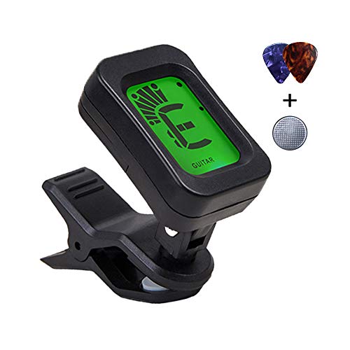Clip-On Tuner for Guitar,Bass,Ukulele,Violin,Chromatic Tuning Modes,360 Degree Rotatin