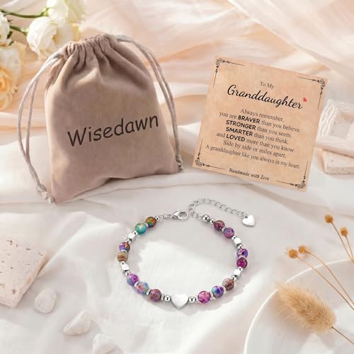 Image of Gifts for Women & Girl, Healing Natural Stone Beads Heart Bracelets with Quote Card, Back to School Valentines Mothers Day Graduation Christmas Birthday Gifts