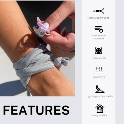 Bandits Original Bracelet with Hidden Zipper Pocket by Ring Protect Your Rings at the Gym, Work, Travel | Black-M4