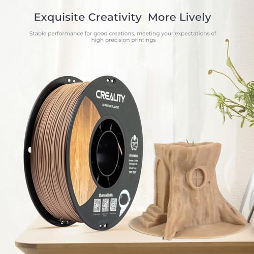 Image of Official CREALITY Wood Filament PLA 1.75 mm, Wood 3D Printer Filament, More Than 30% Real Wood, Smooth Silk Texture, Toughness, 1kg(2.2lbs) /Spool 3D Printing Filament, for All FDM 3D Printers