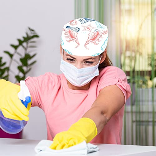 Gorra de trabajo con botón elástica unisex transpirable para pelo largo pack de 2 5