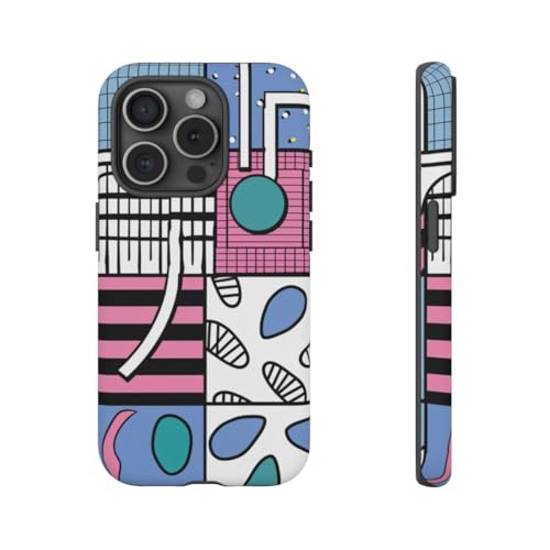 Coque iPhone 15 Pro rose à motif géométrique pour votre quotidien