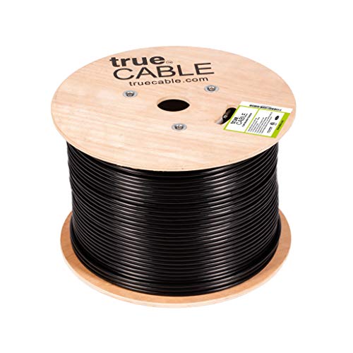 Truecable Cat6 Outdoor, Shielded Ftp, 500Ft, Uv Resistant, Aerial Cmx Rated, Black, 23Awg Solid Bare Copper, 550Mhz, Poe++ (4Ppoe), Etl Listed, Bulk Ethernet Cable #TOP1