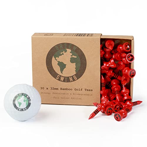Green Swing Camisetas de Golf de bambú de 32 mm, Unisex, Rojo Cover