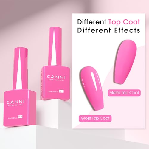 Image of CANNI 9ml Hot Pink Gel Nail Polish, High Gloss UV LED Soak Off Gel