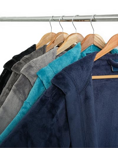 Twinzen Damen & Herren Kuschelfleece Morgenmantel mit Kapuze L - Grau - Weich, Warm & Bequem - Öko-Tex Standard 100 zertifiziert