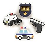 4pcs Police Car Officer Badge Shield Blue Lives Matter DAD Shoe Charms for Clog Shoes Decoration...