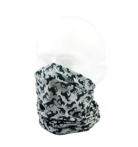 Ruffnek Caballos negro y gris multifuncional para la cabeza, cuello y máscara facial para hombres, mujeres y niños
