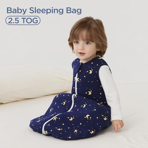 Image of Duomiaomiao 2.5 TOG Baby Sleep Sack 100% Cotton Winter Baby Wearable Blanket, Warm Quilted Comfy Toddler Sleeping Bag